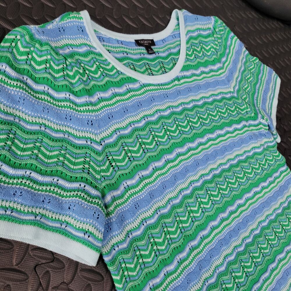 Talbots Petite Knit Short Sleeve Sweater SP Coastal Grandma Beach Vacation